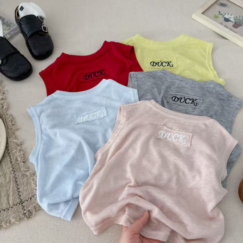 Children's clothing factory wholesale 2026 summer new letter vest, breathable, stylish and versatile summer fashion casual vest