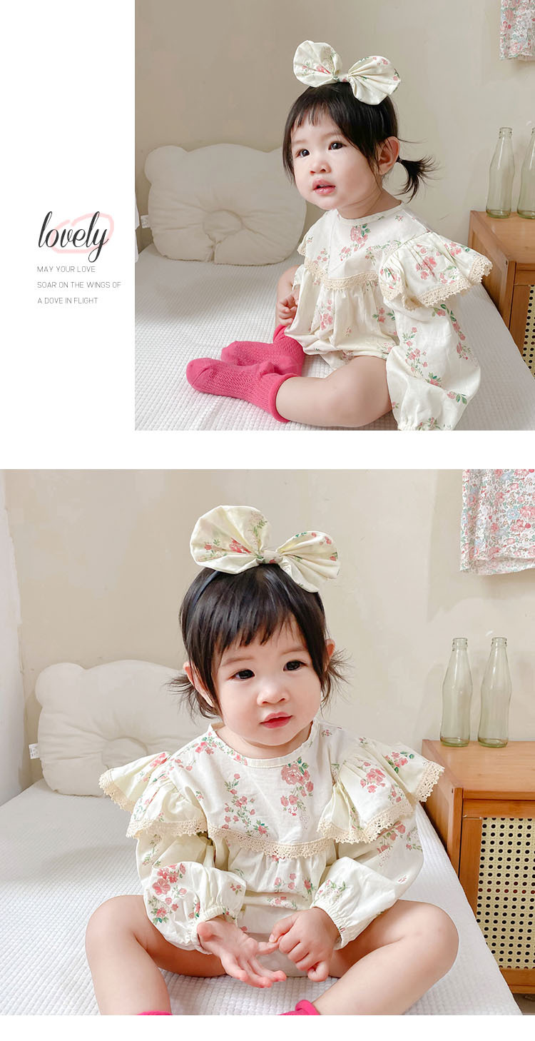 Fashion Flower Printing 100% Cotton Baby Rompers display picture 1
