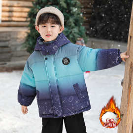 儿童羽绒服冬装男童加厚白鸭绒外套2025新款男孩宝宝保暖连帽棉衣