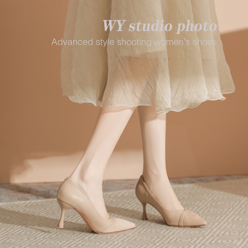 777-9 French-style pointed-toe stiletto low-cut women's shoes, 2026 new model, nude color, gentle and suitable for pairing with skirts, commuting high heels 777-9 French-style pointed-toe stiletto low-cut women's shoes, 2026 new model, nude color, gentle and suitable for pairing with skirts, commuting high heels