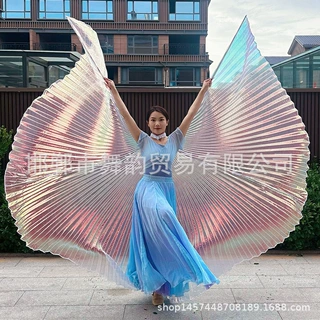 新款透明炫彩渐变翅膀天使梦幻彩虹派对舞蹈演出道具厂家批发