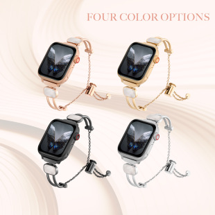Suitable for Apple Watch Apple strap mother shell metal stainless steel strap new niche Watch strap