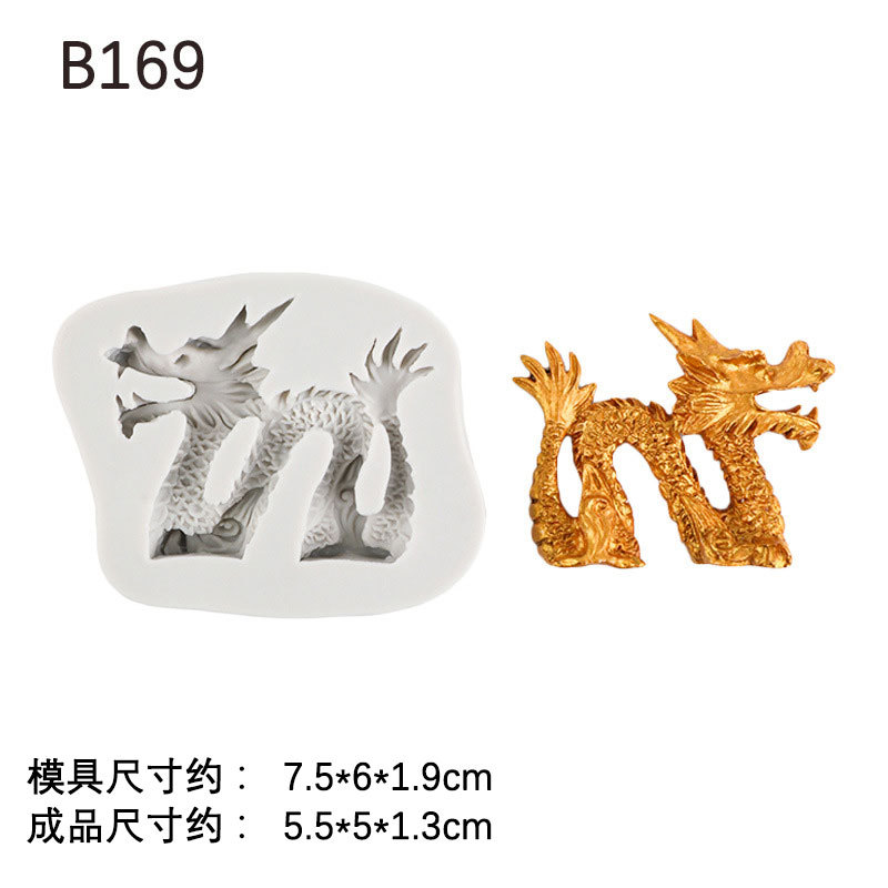 Patrón de dragón y Fénix de estilo chino Dragon Xiangyun molde de silicona pastel fondant borde molde de hornear epoxi aromaterapia molde de yeso