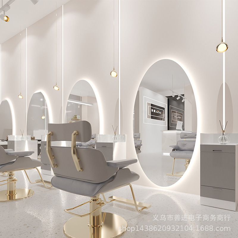 Espejo de Peluquería Inteligente con Luz LED de Metal Ovalado para Salón de Belleza image 26