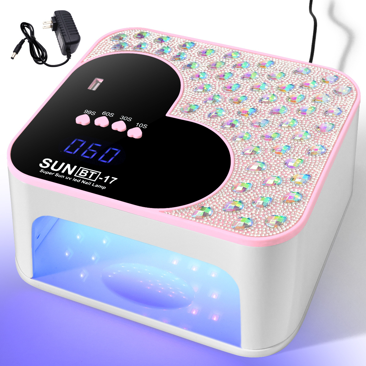 Diseño de amor de diamante enchufable usb lámpara de uñas multifuncional gran espacio LED máquina de fototerapia UV secador de uñas