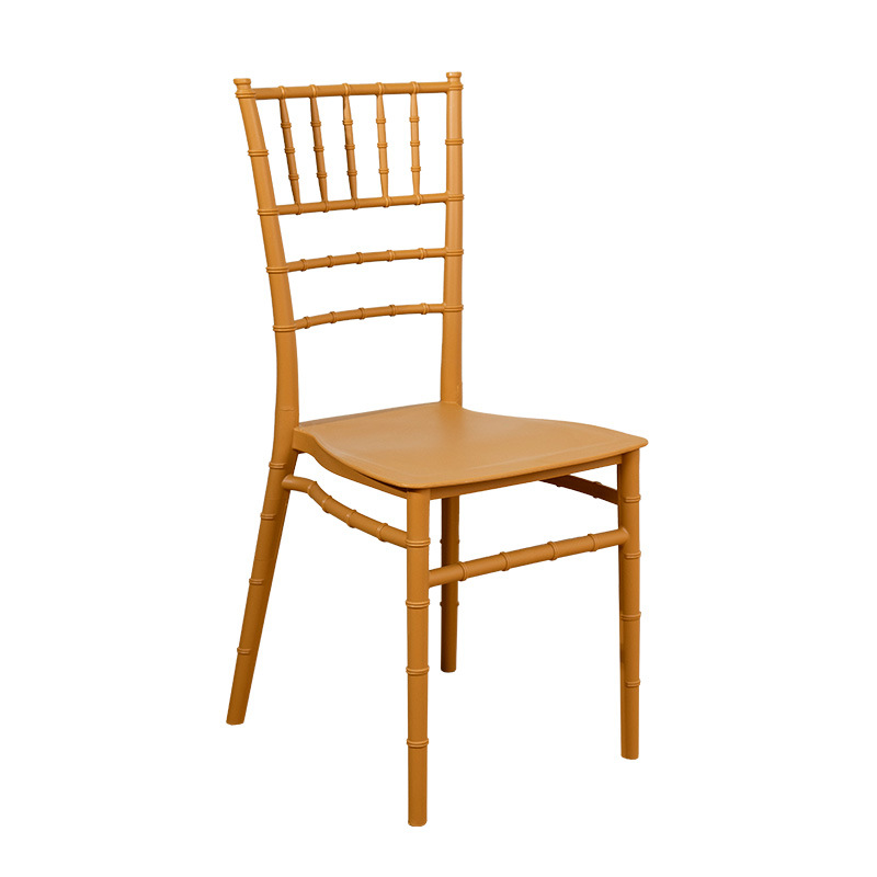 Silla de bambú de suministro directo transfronterizo para bodas Silla de comedor de restaurante occidental de lujo ligero Silla de banquete de hotel Respaldo de plástico romano pp