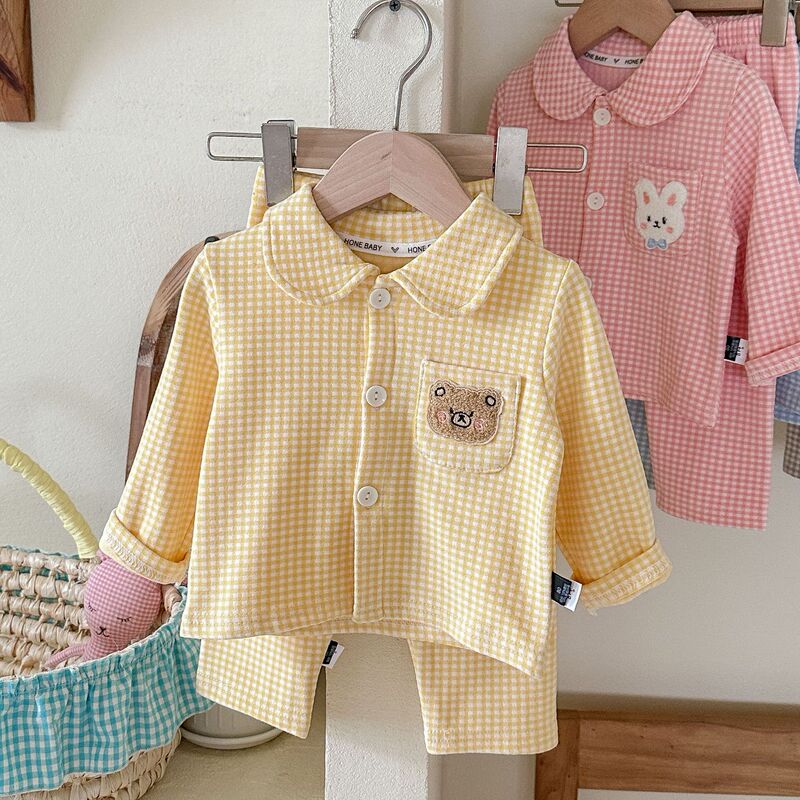 儿童睡衣秋男女童磨毛睡衣套中小童宝宝家居服两件套|undefined