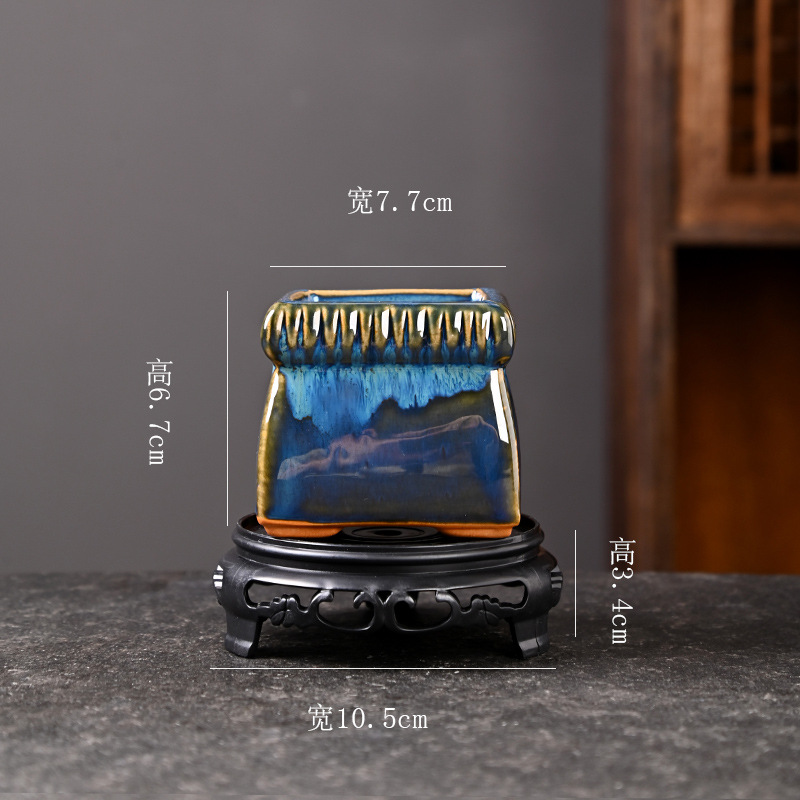 Bandeja de balcón de cerámica de bonsai de plantas verdes de nieve de junio, maceta carnosa de gres doméstico, maceta de cerámica pequeña con control de raíces, liquidación