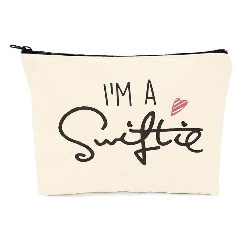 Bolsa de cosméticos de lino con estampado de doble cara, estilo europeo y americano, con cremallera para mujer, de Temu.