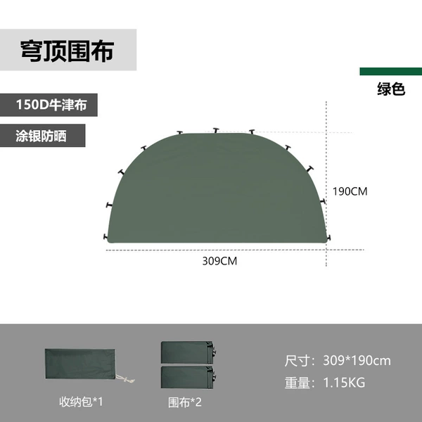 Two pieces of green dome fence