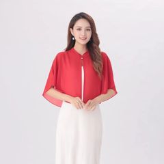 日焼け止めの女性の薄いコートの夏の新型のシフォンのチャイナドレスのストールの上着の女性はスカートの外で小さいカンカンの肩を掛けてゆったりしています。