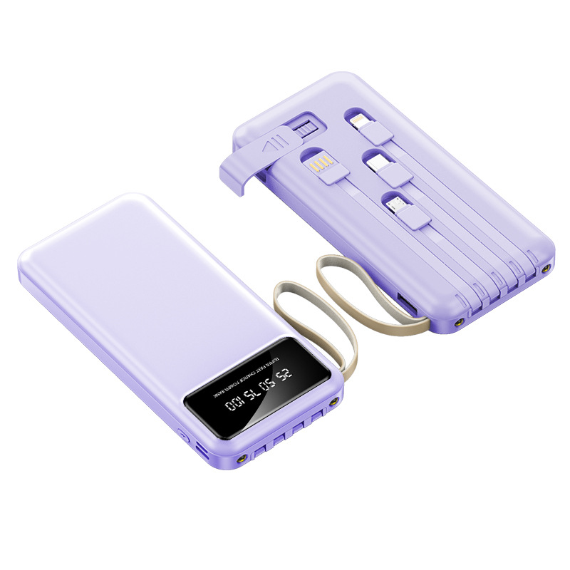 Banco de energía compartido con cable autocargado 20000 mAh banco de energía móvil portátil de gran capacidad regalo personalizado transfronterizo al por mayor