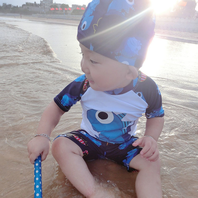 Traje de baño para niños, bebé coreano, niño pequeño, mediano, niño, traje de baño de aguas termales de secado rápido, bañador dividido, fábrica comercial