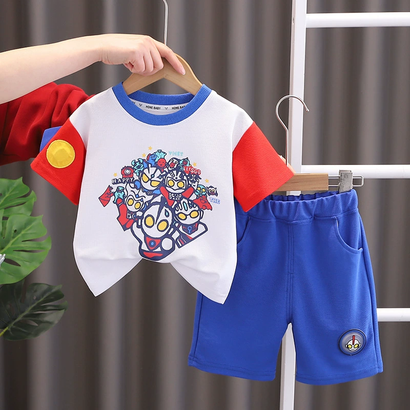 Children's cartoon summer clothing, sleeves, summer set for boys, with short sleeve, western style