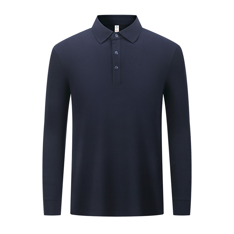 Camisas de polo sin marcas de alto nivel de hombre, ropa de trabajo de cuello blanco, poliéster y algodón de color sólido, camisa de polo de manga larga personalizada