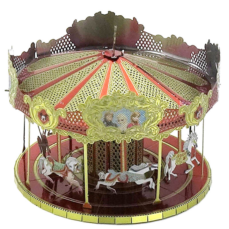 Modelo loco carrusel todo metal acero inoxidable modelo de ensamblaje de bricolaje juguete de rompecabezas tridimensional sin pegamento