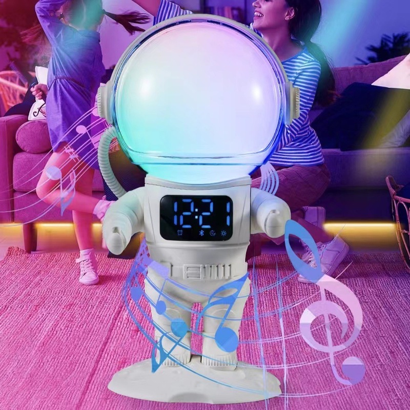 宇宙飛行士宇宙飛行士時計ナイトライト Bluetooth スピーカー寝室の母親と赤ちゃんの睡眠授乳ライト LED ベッドサイドオーディオ|undefined