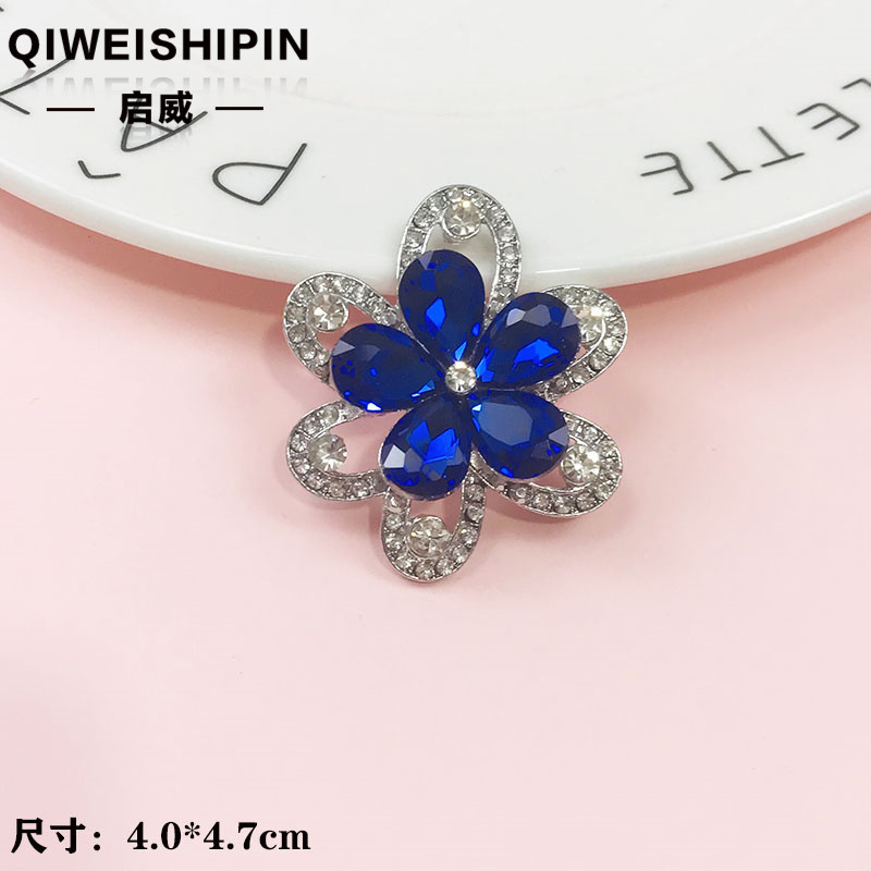 启威长方形花盘珍珠钻五角diy材料 水钻扣鞋包包花配饰  合金配件|undefined