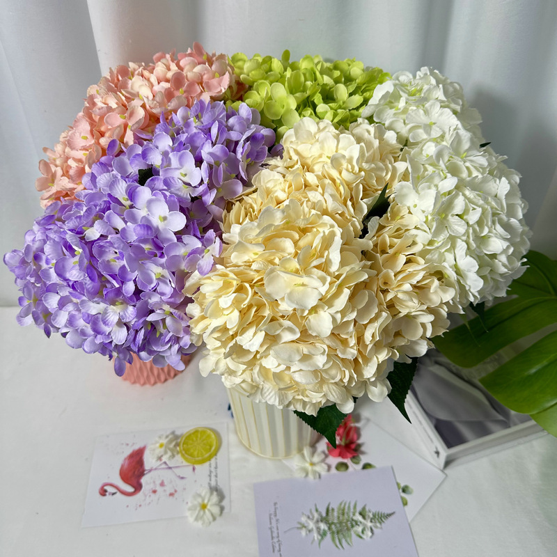 5頭の梅宇のアジサイのシミュレーションの花の単枝の大きいアジサイの結婚式場は装飾の花の列を飾って毛布の造花を磨いています。|undefined