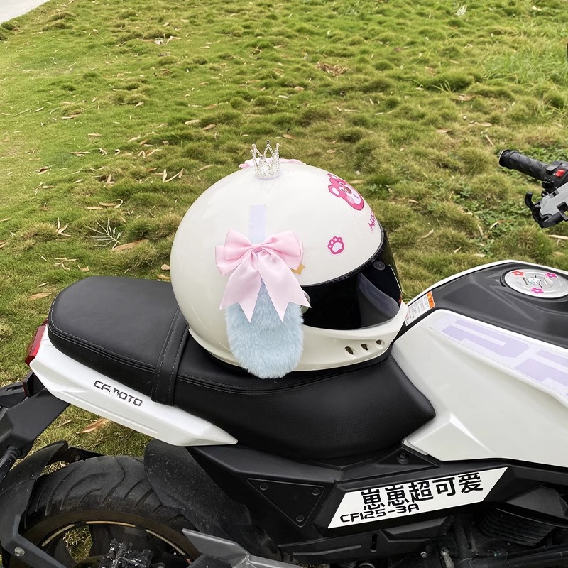 Pink Bowknot Light Blue Big Ear Dog Helmet Accessory Motorcycle Electric Universal Plush Ears Helmet Decoration