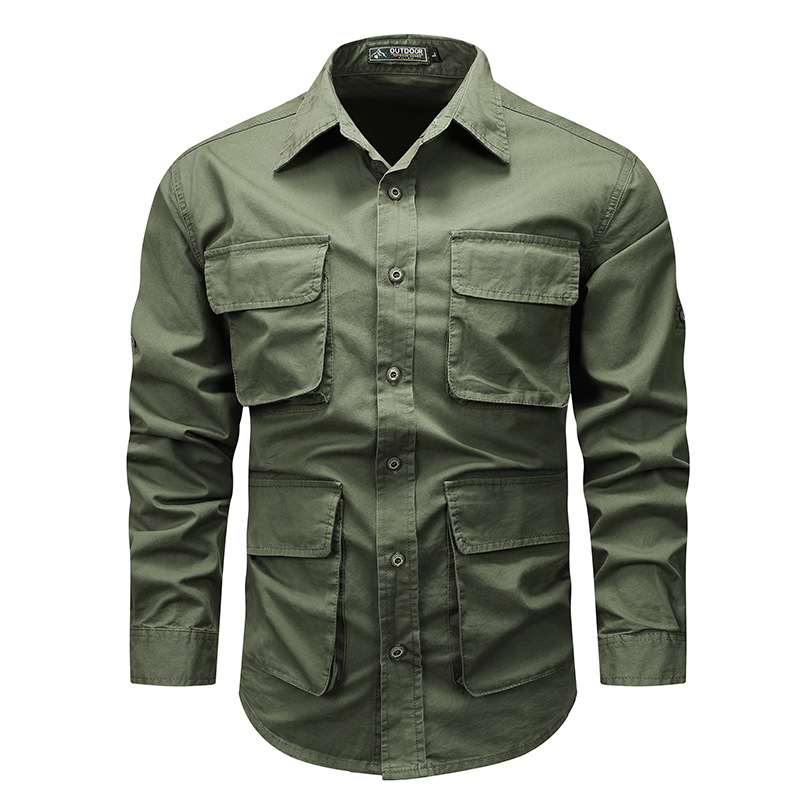 Otoño y invierno nuevo estilo retro algodón camisa de manga larga hombre suelta gran camisa de alto nivel camisa casual ropa de hombre