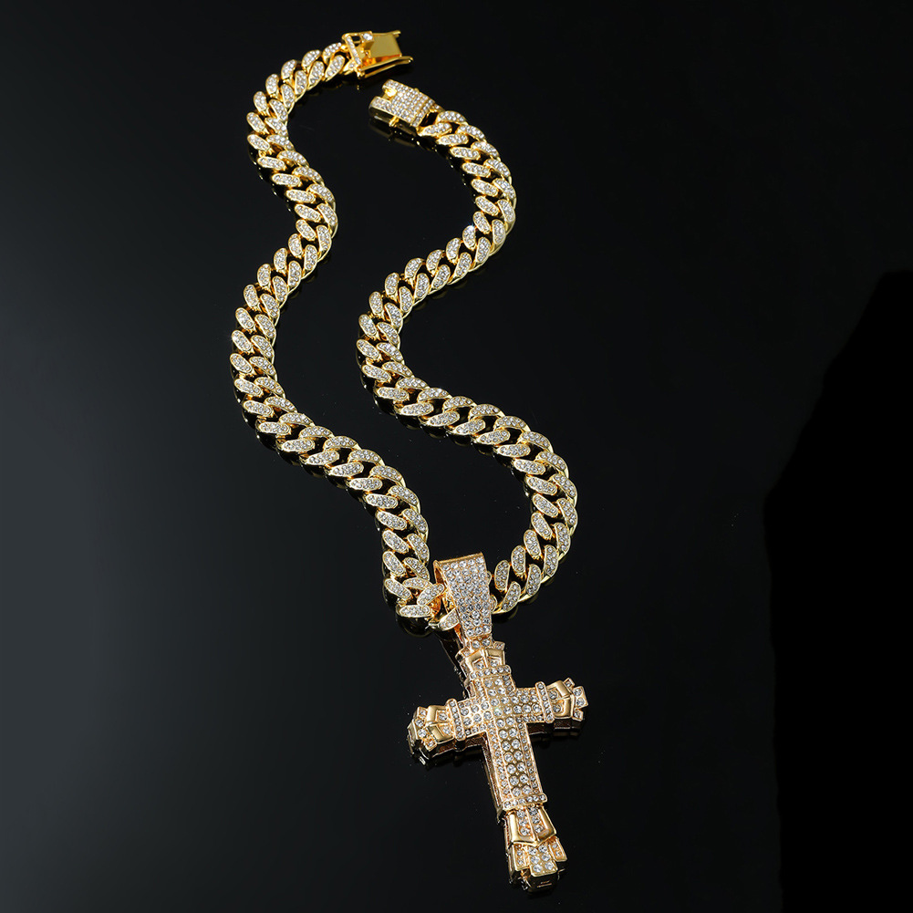 Hip-hop Cross Alloy Plating Inlay Rhinestones Men's Pendant Necklace display picture 4