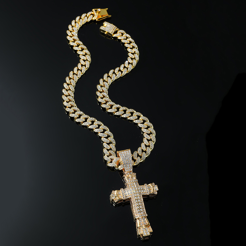 Alloy Material Cross Pattern Hip-hop Cross Alloy Plating Inlay Rhinestones Men's Pendant Necklace