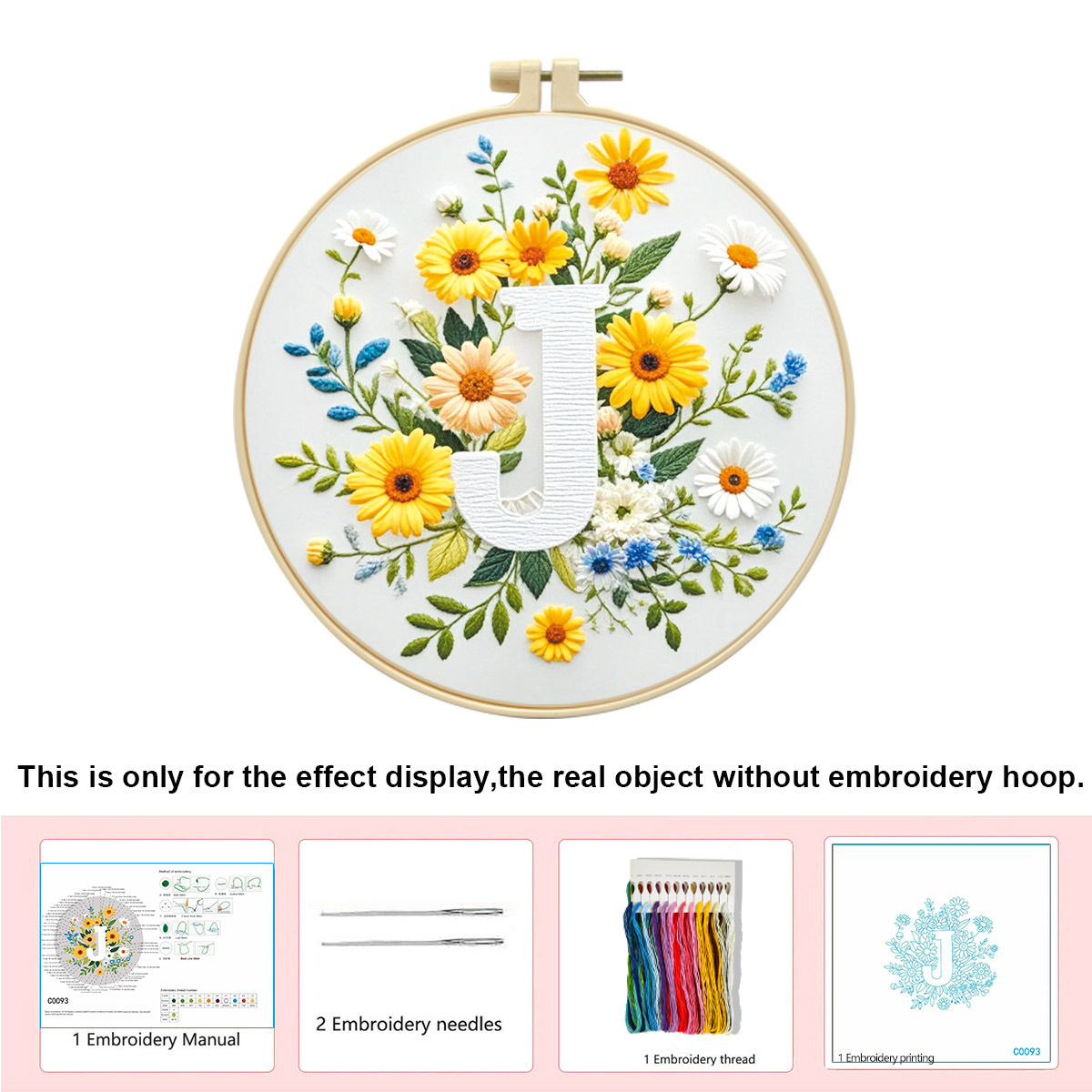 Hecho a mano flores y plantas europeas bordadas paquetes de materialdiy inglés 26 letras simple principiante nivel de bordado al por mayor