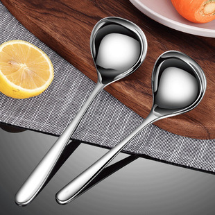 304 Korean-style stainless steel soup spoon thickened long handle big head soup shell hotel household kitchen suit Spoon hot pot spoon