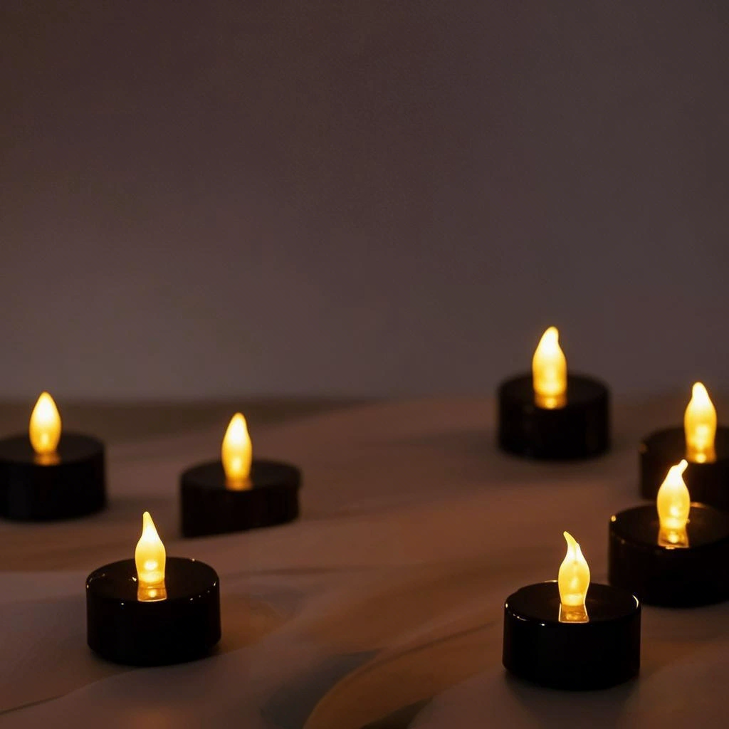 Черная мягкая чайная свеча для вечеринки, бездымная цифровая свеча, лампа для кемпинга, атмосфера, украшения, реквизит для украшения Хэллоуина, лампа