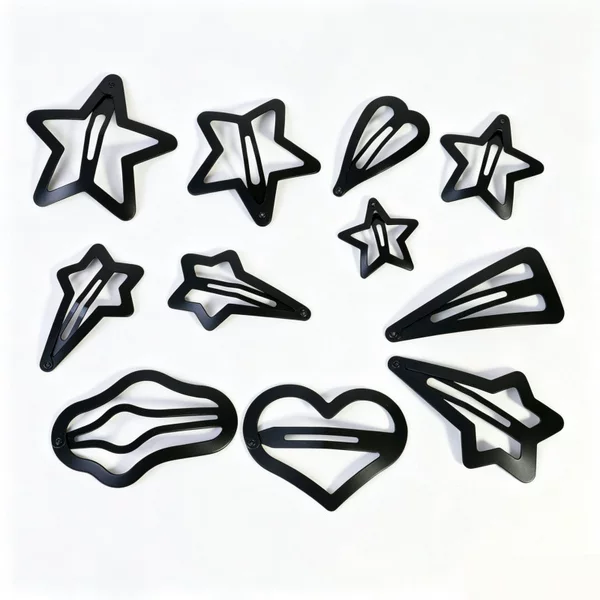 Simple black five-pointed star cloud hair clip, bb clip, side clip, bobby pin, water drop clip, DIY jewelry hair accessory wholesale