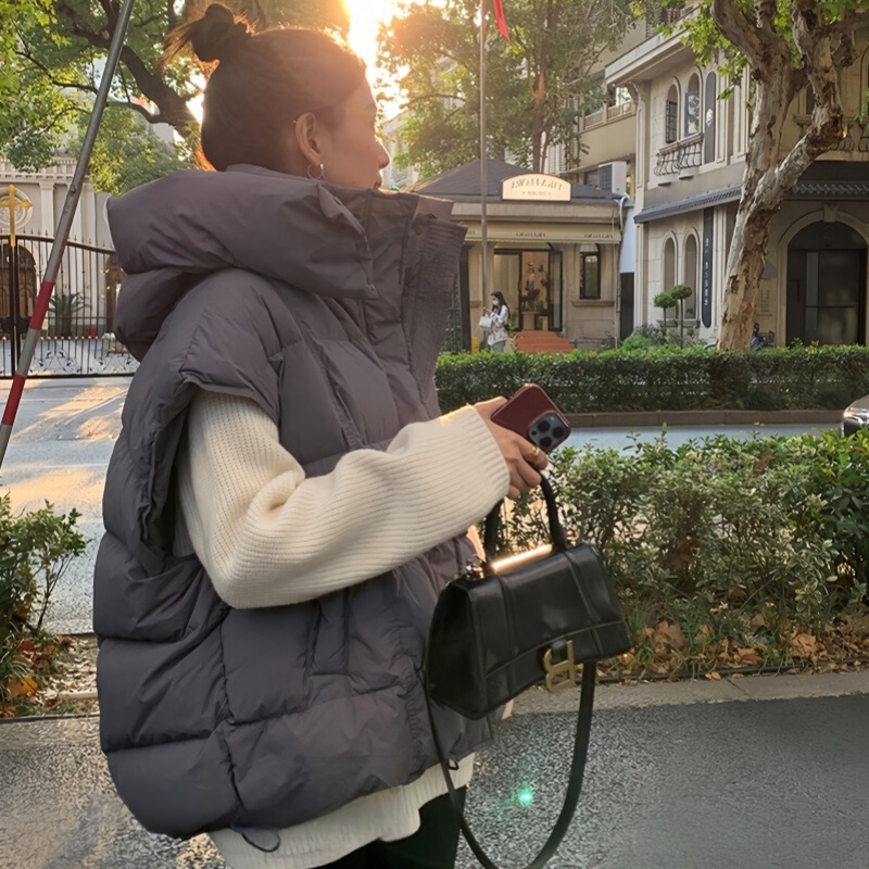 Down Vest Women's Outer Wear White Duck down 2025 Winter Hot Style European Loose Hooded down Vest Waistcoat Down Vest Women's Outer Wear White Duck down 2025 Winter Hot Style European Loose Hooded down Vest Waistcoat