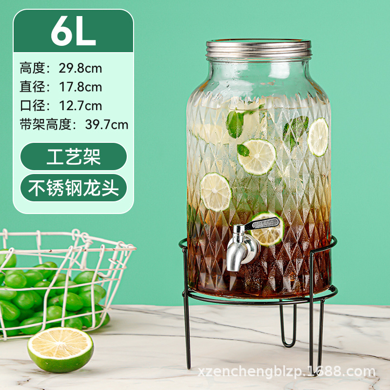 Jarra de vidrio para el hogar de gran capacidad al por mayor, moderna jarra para agua fría, recipiente para bebidas, jarra para jugo con grifo