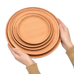 Wooden round tray, Ins style, simple and fashionable fruit plate, wholesale, living room home use, dessert and snack tray, hotel tray