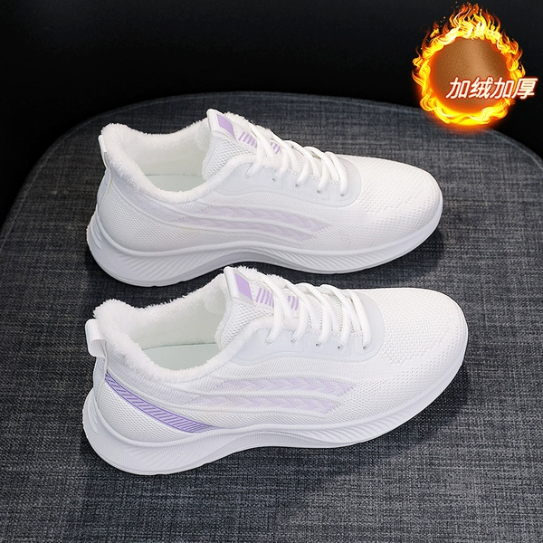 White and purple velvet cotton shoes 6723-2