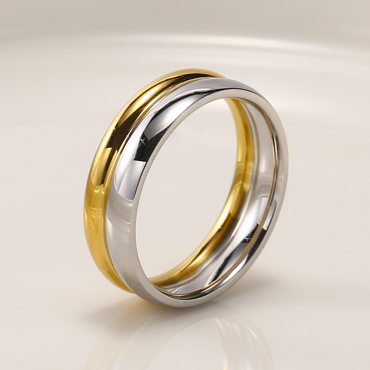 Daily Occasion Titanium Steel Simple Style Color Block Plating Rings