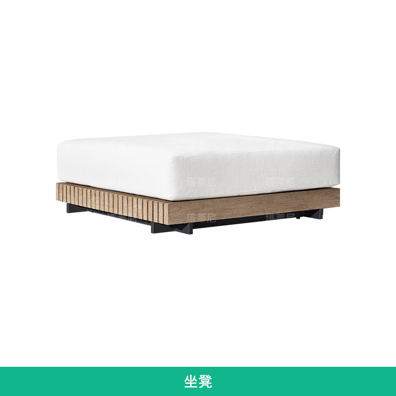 Conjunto de muebles de ocio para exteriores, sofá de teca para jardín, patio, terraza, hotel o villa, impermeable y resistente al sol. image 9