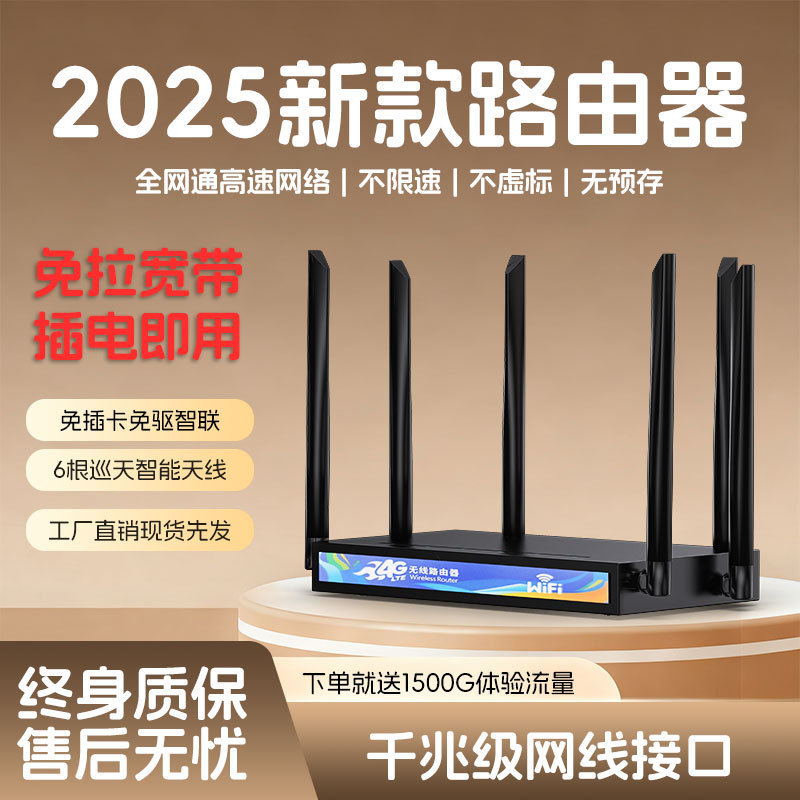 2025 New Pull-Free Broadband Network Cable Portable Wifi6 High-Speed Cpe Traffic Whole-House Coverage Wireless Router