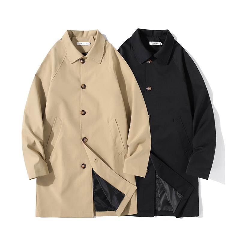 일본 트렌치 코트 남성 가을 롱 코트 트렌디 브랜드 얇은 남성 루즈 남성 의류 캐주얼 남성 코트