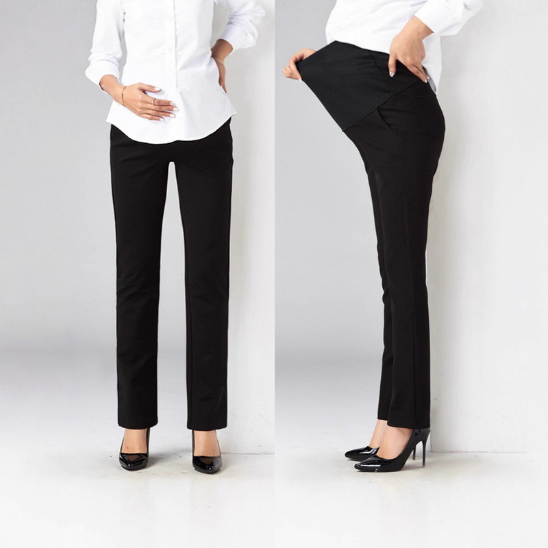 Yunshiba Autumn and Winter Fleece-Lined Thickened Maternity Professional Pants Work Straight-Leg Pants Office Work Pants 1828