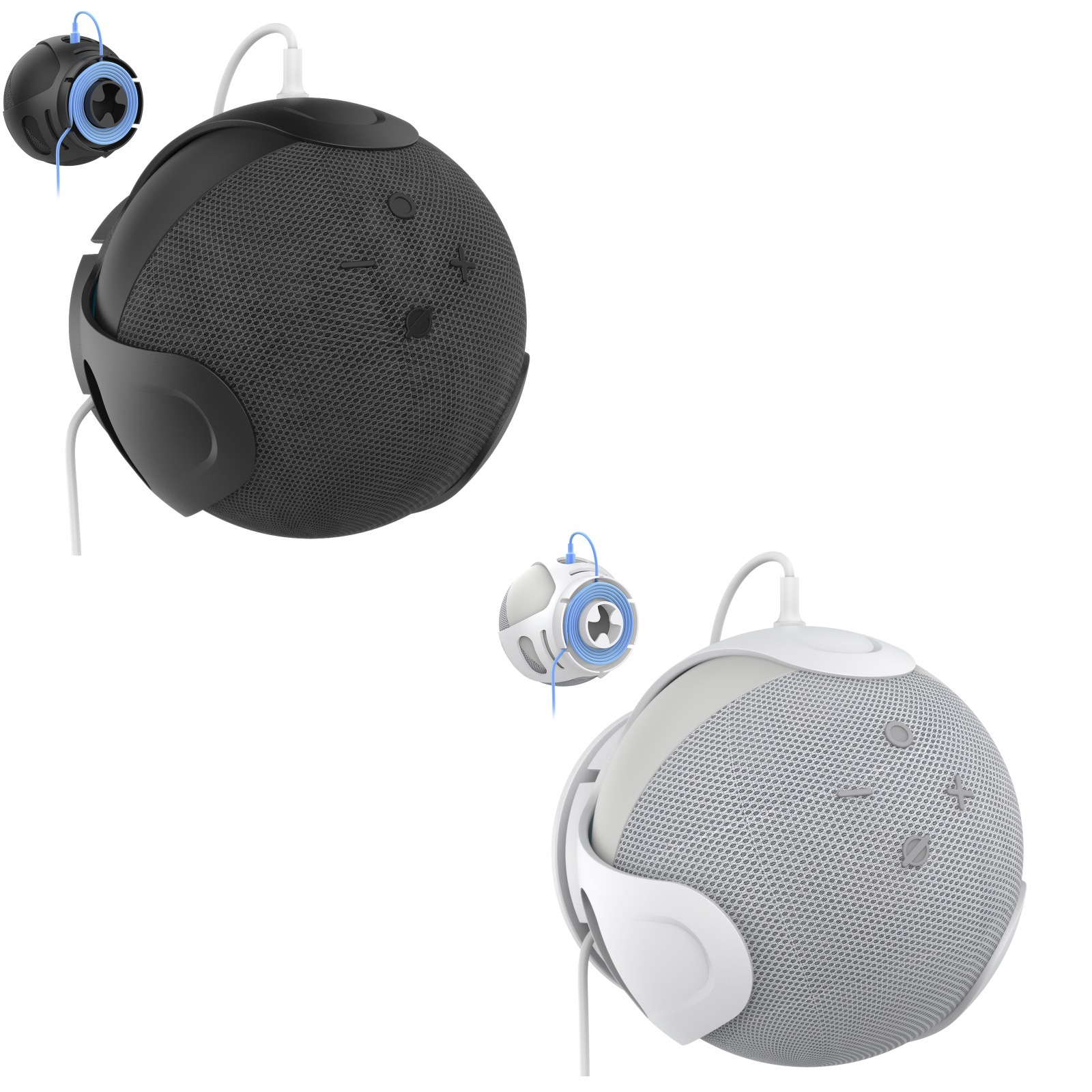 Adecuado para Amazon Echo Dot 4 y 5 altavoz soporte cuatro o cinco generación Pared Soporte de almacenamiento de plástico soporte de pared