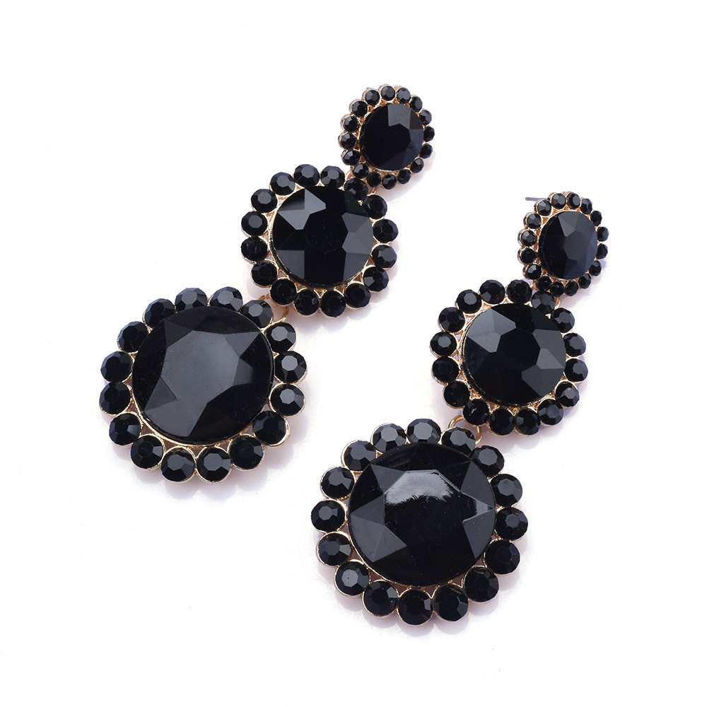 Ins Style Elegant Round Alloy Plating Inlay Glass Stone Women's Earrings display picture 2