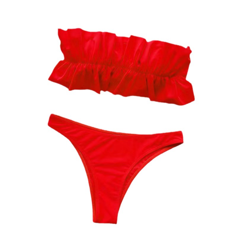 2024 color sólido comercio exterior trajes de baño bikini baja baja básica trajes de baño bikini baja baja