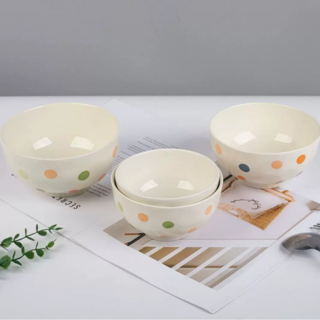 2026新款波点石纹陶瓷碗高颜值米饭碗家用商用碗盘套装餐具彩色