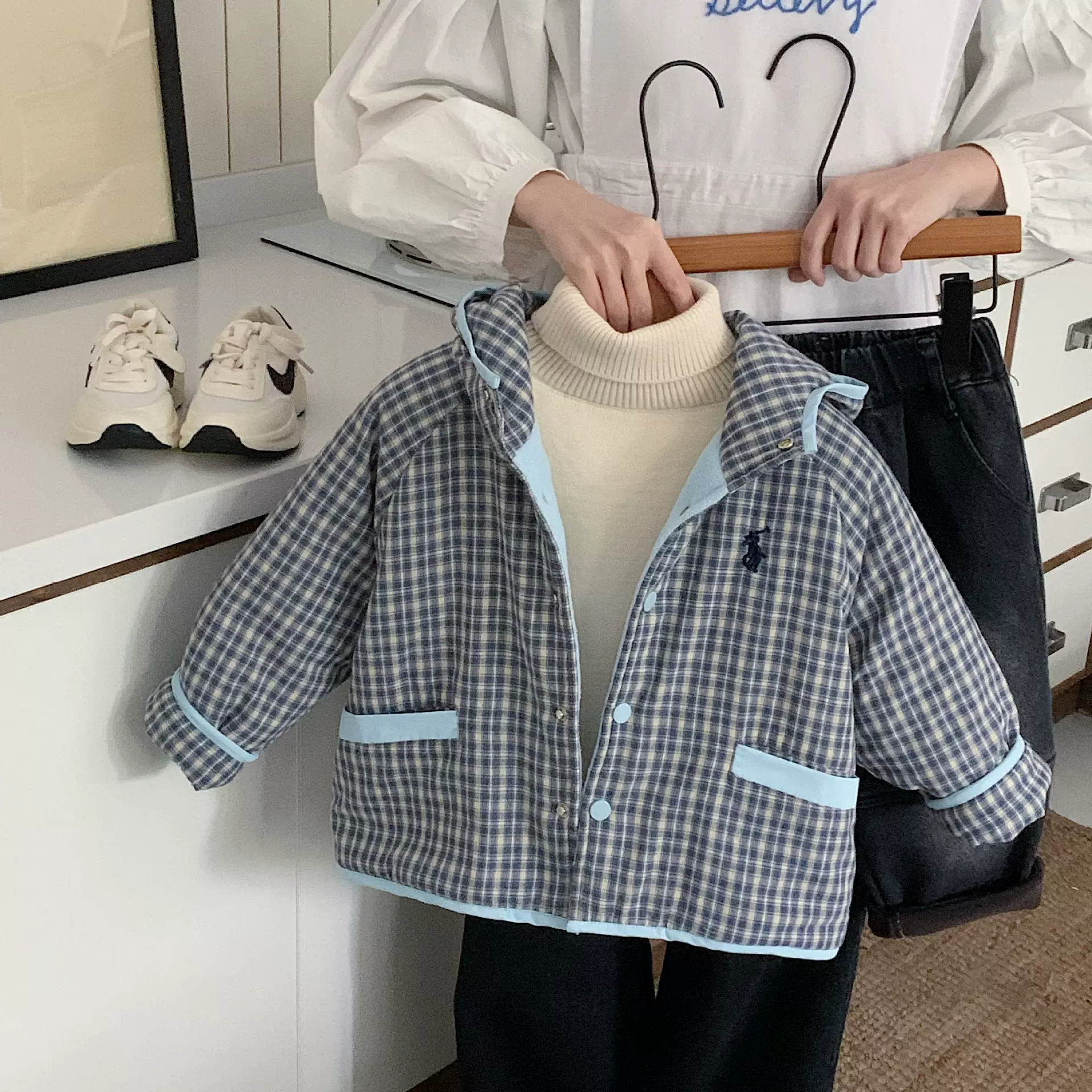 儿童棉服冬季童装男童女童格子加厚棉衣保暖外套潮酷潮童穿搭