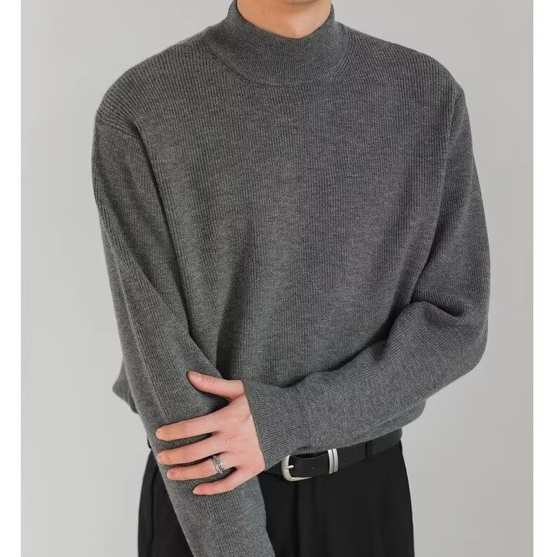 Retro fashionable knitted trend solid color sweater