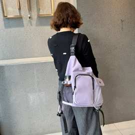 帆布双肩包包多功能多口袋背包大学生书包多背法单肩包斜挎包托特