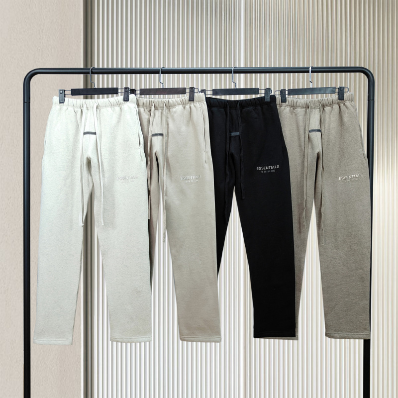 25 New Style Fog Straight-Leg Pants Ess Letter Metallic Texture Casual Drawstring Youthful Loose High Street Men's Sweatpants Trendy