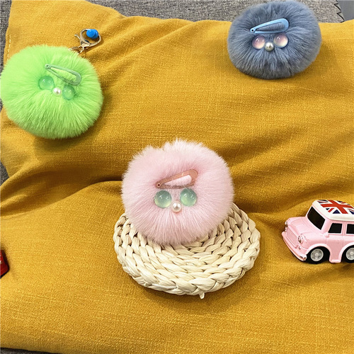 Adorable girl hair clip keychain, fluffy candy color series, cute and funny backpack charm, car keychain gift