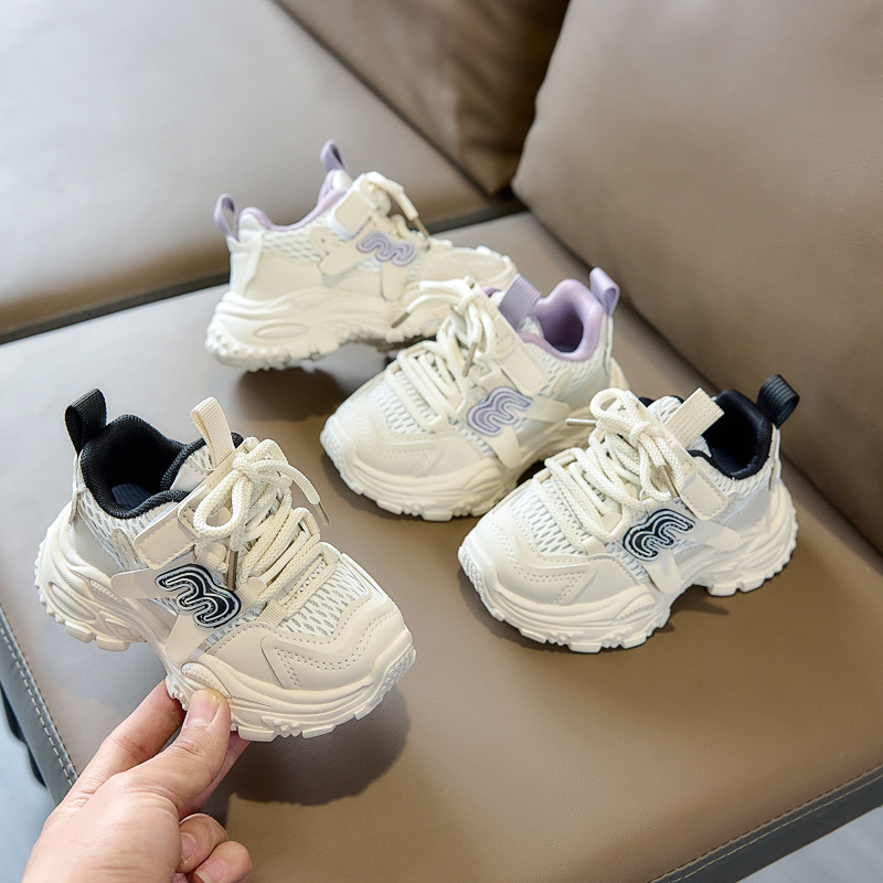 Zapatos deportivos infantiles de primavera de 2026 zapatos deportivos transpirables de malla para niños y niñas, zapatos casuales de moda para padres